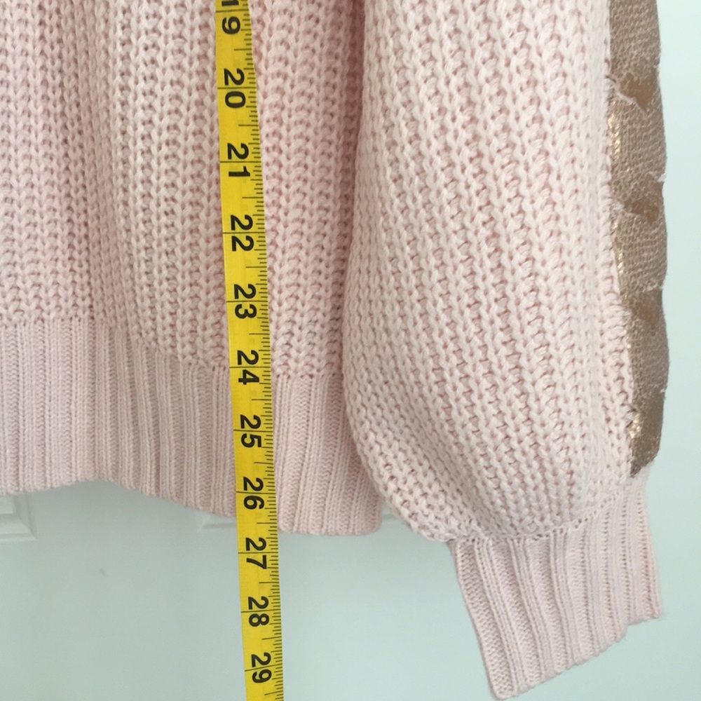 CUPIO Women's Top M Pale Pink Sweater Collar Gold Stripe Long Sleeves NWT - Picture 6 of 10